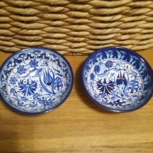 Royal Blue Turkish Ceramic Bowls - Set of 2